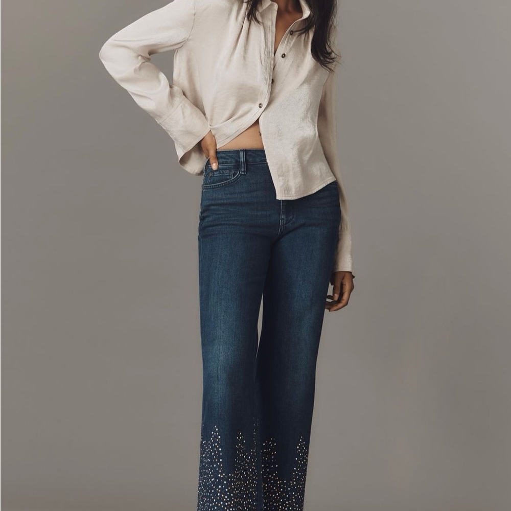 Pilcro Retro Studded Low Rise Jeans